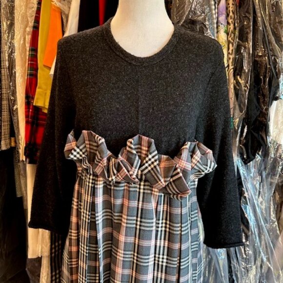 Hache Plaid Print Long Dress Size 42 - Picture 4 of 9